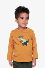 Load image into Gallery viewer, Deux Par Deux Dino Applique Tee Mustard Yellow
