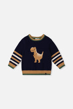 Load image into Gallery viewer, Deux Par Deux Dino Sweater Navy

