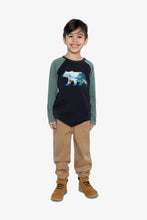 Load image into Gallery viewer, Deux Par Deux Bear Silhouette Raglan Tee
