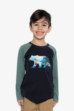 Load image into Gallery viewer, Deux Par Deux Bear Silhouette Raglan Tee
