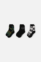 Load image into Gallery viewer, Deux Par Deux 3-Pack Socks Black Mix
