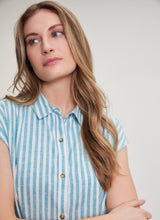 Load image into Gallery viewer, FIG Kelly Shirt Dress Cabana Stripe Baltic
