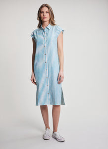 FIG Kelly Shirt Dress Cabana Stripe Baltic