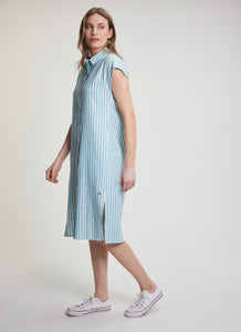 FIG Kelly Shirt Dress Cabana Stripe Baltic