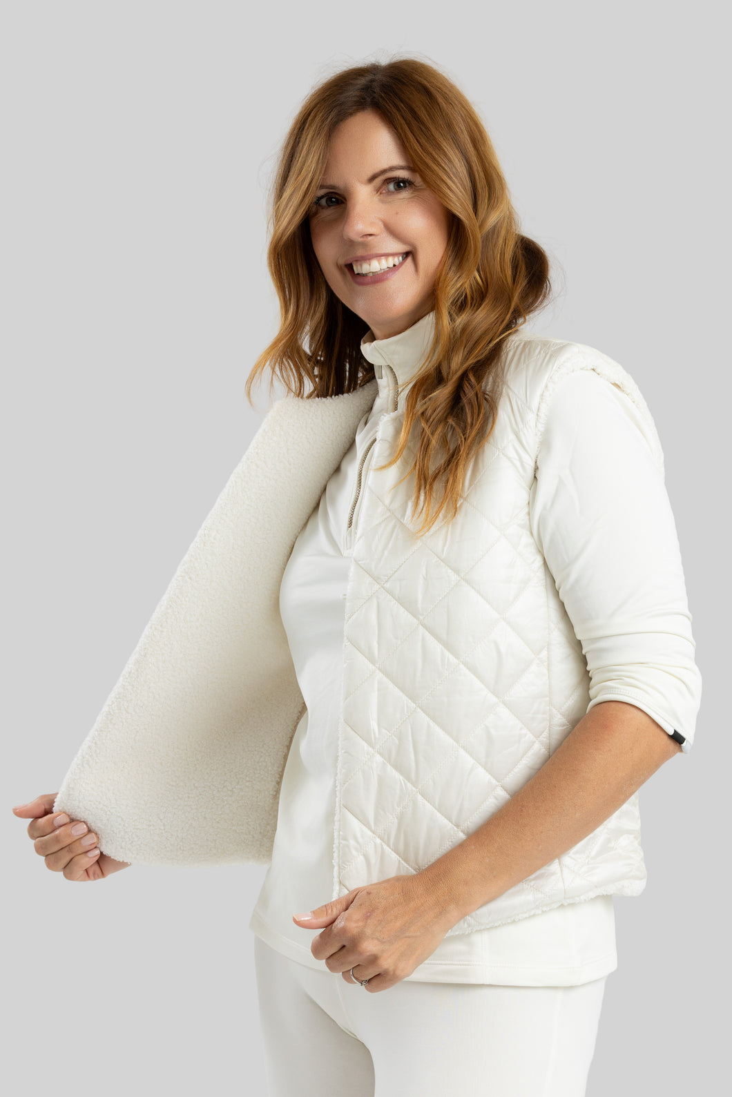 Ohsho Marina Reversible Boucle Vest Cream