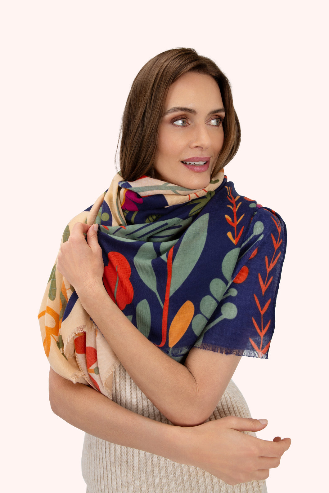 Powder UK Print Scarf Scandi Two Tone Floral