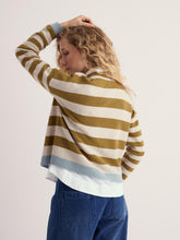 Load image into Gallery viewer, Seasalt Pinwell Lambswool Cardi Bright Stripe Fern Moss
