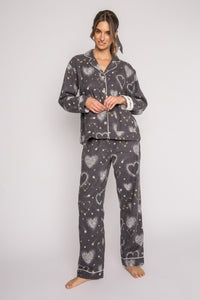 PJ Salvage Flannel Pyjamas Pewter Hearts