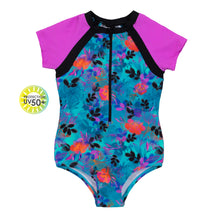 Load image into Gallery viewer, Nano Peacock Blue Floral Rashguard Swimsuit
