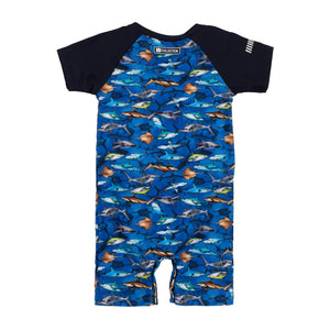 Nano Shark Print Rashguard Swimsuit