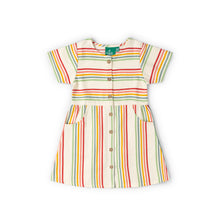 Load image into Gallery viewer, Little Green Radicals Button Dress Cream Rainbow

