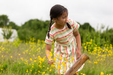 Load image into Gallery viewer, Little Green Radicals Button Dress Cream Rainbow
