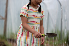 Load image into Gallery viewer, Little Green Radicals Button Dress Cream Rainbow
