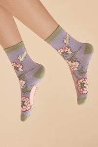 Powder UK Lilac Paisley Ankle Socks