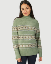 Load image into Gallery viewer, FIG Atna High Neck Sweater Green Frost Fairisle
