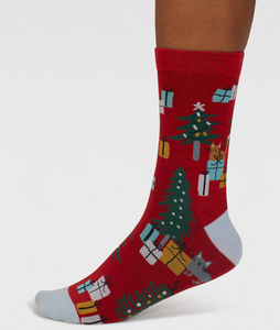 Thought Jemila Christmas Organic Cotton Socks Poppy Red