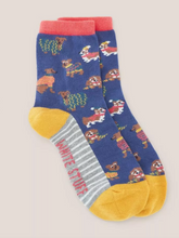 Load image into Gallery viewer, White Stuff UK Dog Socks in a Cracker Blue Multi
