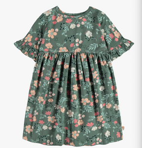 Souris Mini Green Floral Print Dress