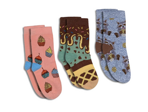 Cupcakes, Ice Cream and Cookie Socks 3-Pack