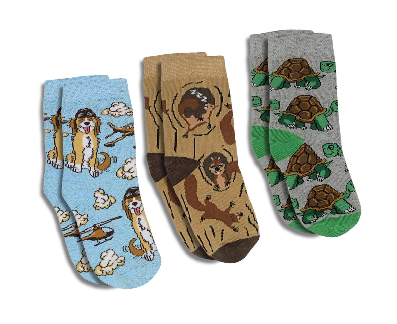 Cockapoo Pilot, Squirrels and Tortoise Socks 3-Pack