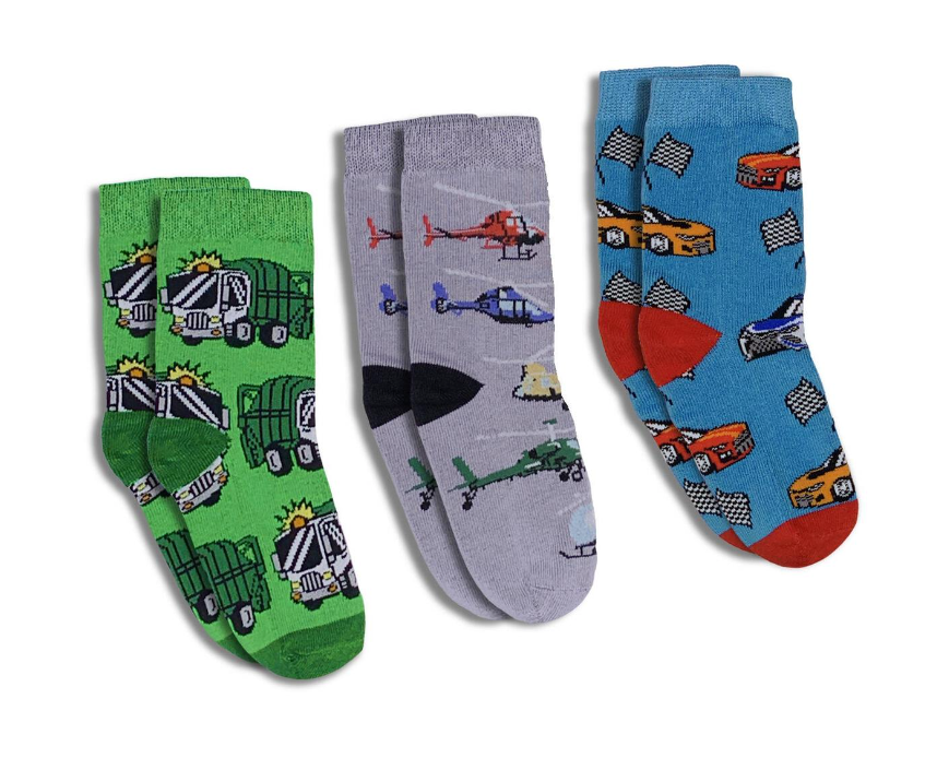 Trucks, Helicopters and Race Car Socks 3-Pack