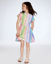 Load image into Gallery viewer, Deux Par Deux Rainbow Stripe French Terry Dress
