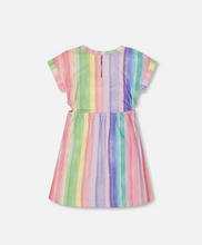 Load image into Gallery viewer, Deux Par Deux Rainbow Stripe French Terry Dress
