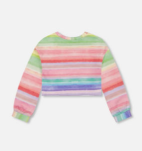 Deux Par Deux Rainbow Stripe Sweatshirt