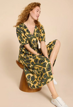 Load image into Gallery viewer, White Stuff UK Kate Linen Blend Dress Chartruese Print
