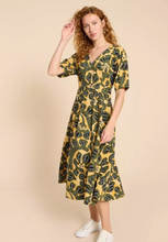 Load image into Gallery viewer, White Stuff UK Kate Linen Blend Dress Chartruese Print
