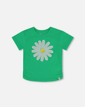 Load image into Gallery viewer, Deux Par Deux Daisy Crinkle Jersey Tee Spring Green
