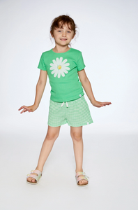 Deux Par Deux Daisy Crinkle Jersey Tee Spring Green