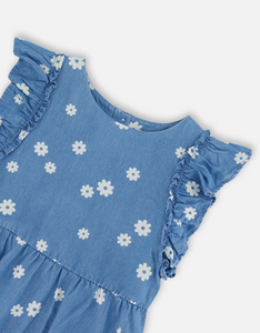 Deux Par Deux Floral Chambray Dress