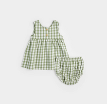 Load image into Gallery viewer, Petit Lem Gingham Cross Hatch Linen Dress Set
