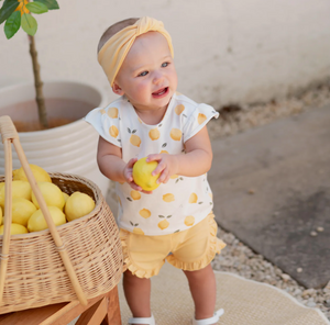 Petit Lem Lemon Print Short Set