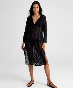 Echo Astrid Longline Lace Dress Black