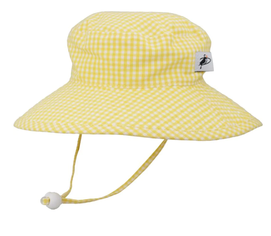 Summer Gingham Wide Brim Cotton Sunbaby Hat