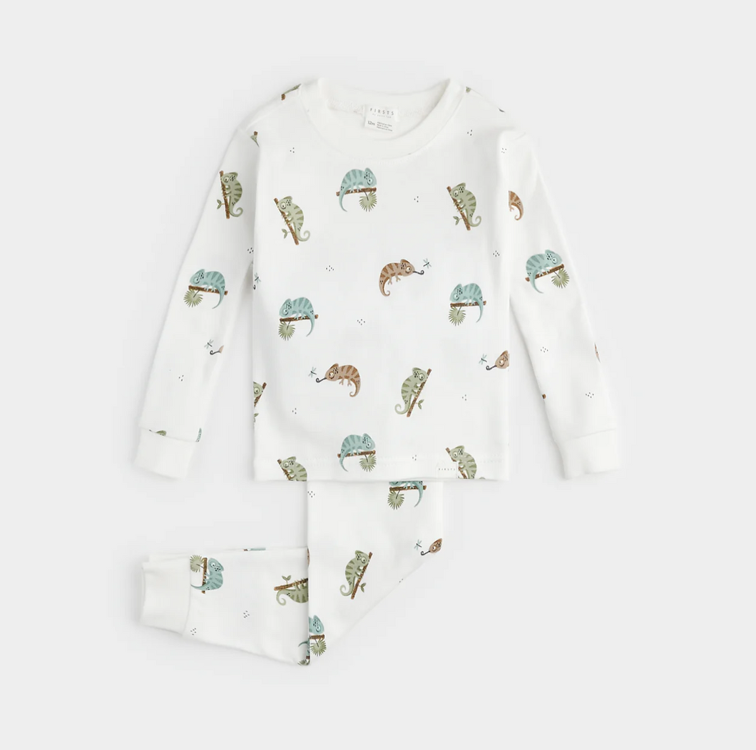 Petit Lem Chameleon Print Baby Pyjamas