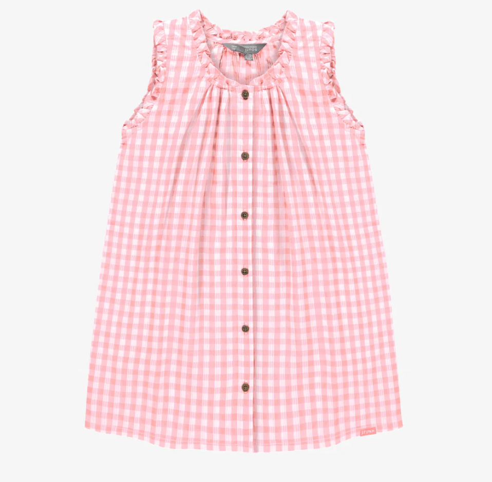 Souris Mini Pink Gingham Seersucker Dress