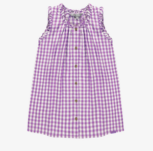 Souris Mini Purple Gingham Seersucker Dress