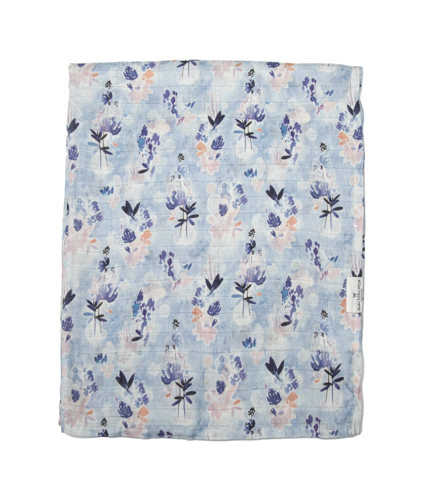 Loulou Lollipop Ink Floral Swaddling Blanket