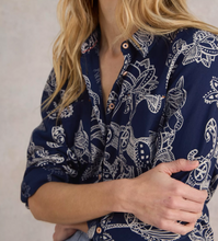 Load image into Gallery viewer, White Stuff UK Sophie Organic Cotton Shirt Navy Print
