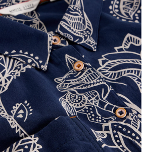 White Stuff UK Sophie Organic Cotton Shirt Navy Print