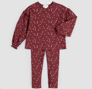 Miles the Label Confetti Print Baby Set Burgundy