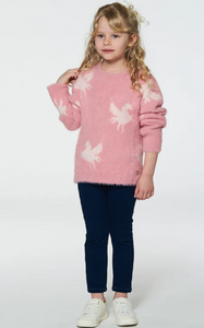 Deux Par Deux Unicorn Jacquard Knit Sweater Pink