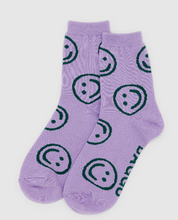 Load image into Gallery viewer, BAGGU Crew Socks Lavender Happy
