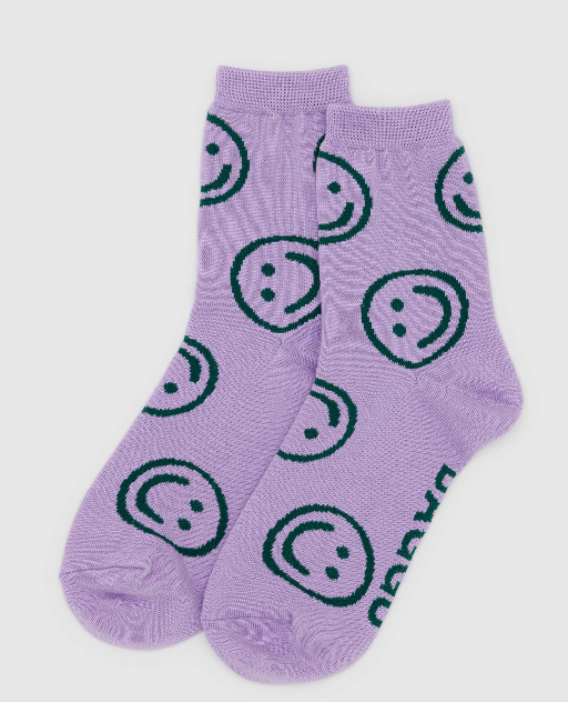 BAGGU Crew Socks Lavender Happy