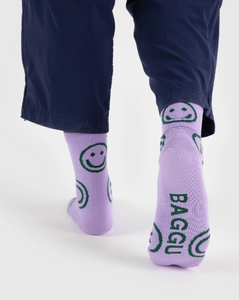 BAGGU Crew Socks Lavender Happy