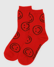 Load image into Gallery viewer, BAGGU Crew Sock Red Happy
