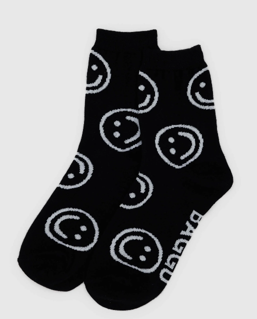 BAGGU Crew Socks Black Happy